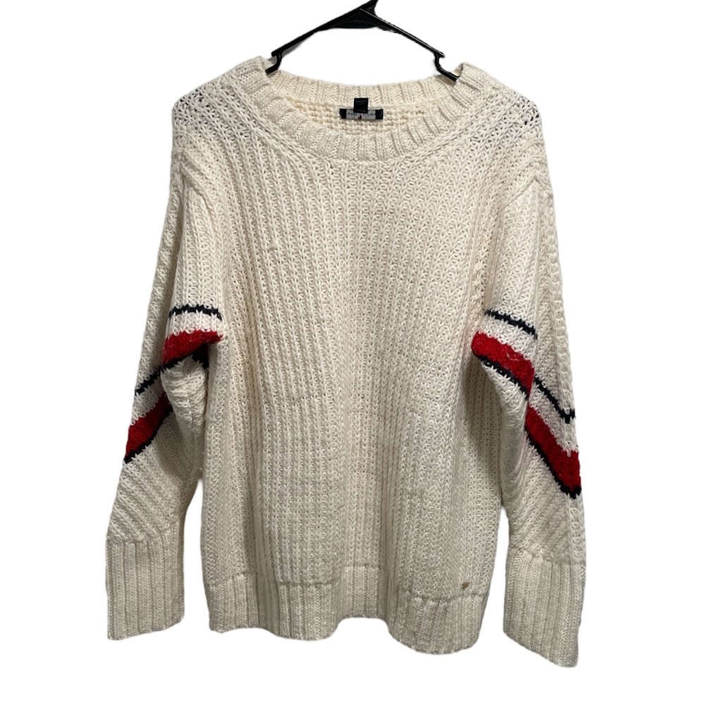 Tommy Hilfiger Cream Sweater with Red and Black Accents